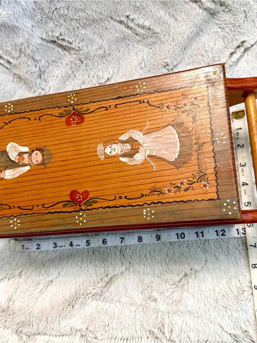 Vintage 1980’s Hand Painted Tole Work Folkloric Wooden Box